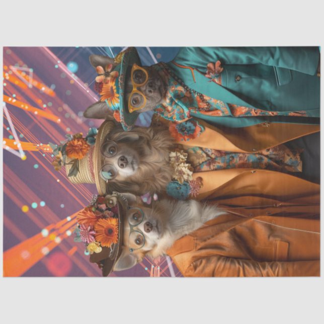 Papier Mousseline Découpage Chihuahua, Labo & Vêtements Colorés (Recto)