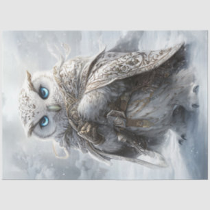 Papier Mousseline Découpage Chouette blanche Intricer l'attrait dans