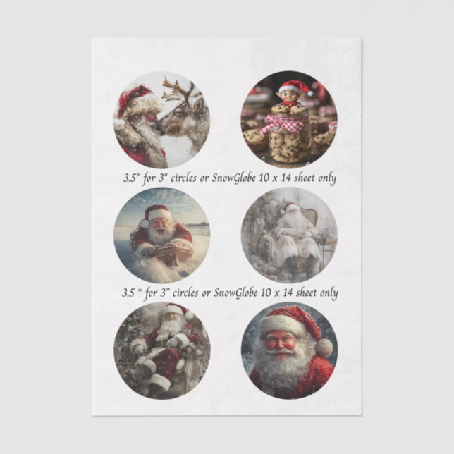 Papier Mousseline Decoupage Christmas Designs for Snow Globe 3.5" (Recto)