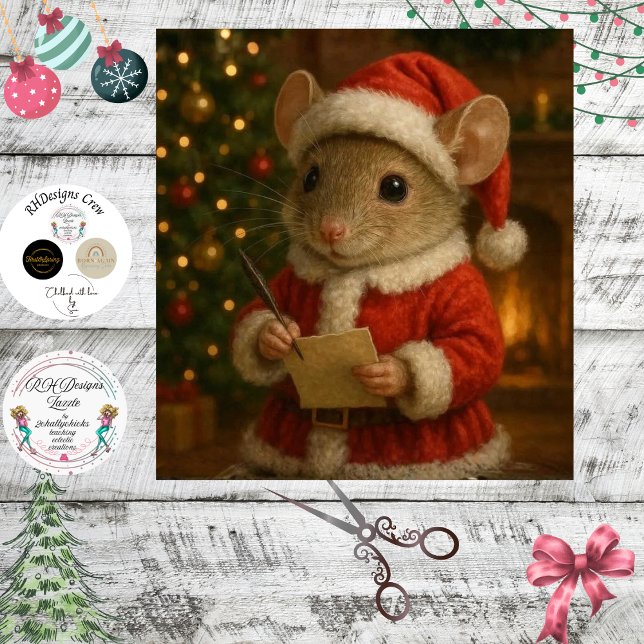 Papier Mousseline Decoupage Christmas Mouse Santa Suit (Créateur téléchargé)