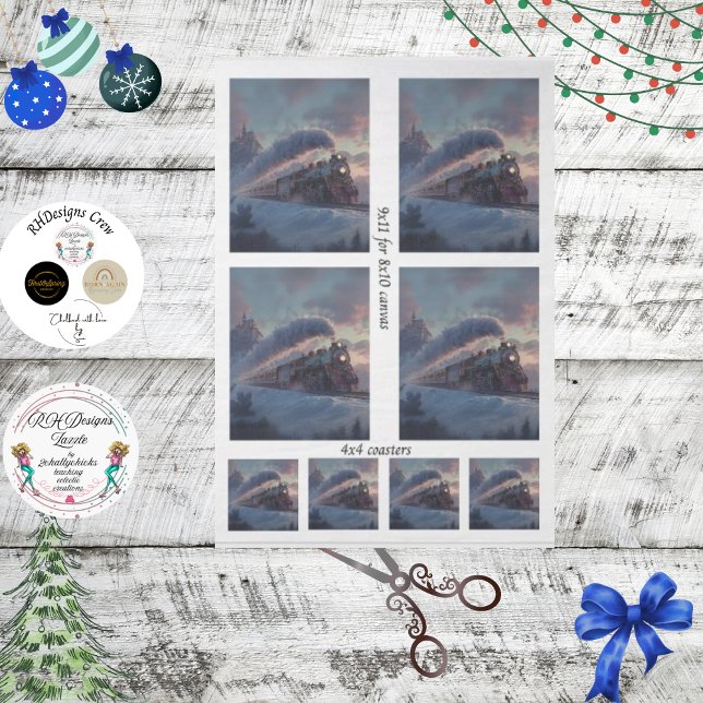 Papier Mousseline Decoupage Christmas Train Winter Scene Ireland  (Créateur téléchargé)