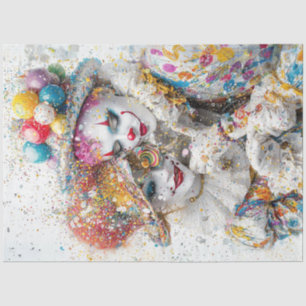 Papier Mousseline Découpage cirque Whimsical Clown Couple Circus