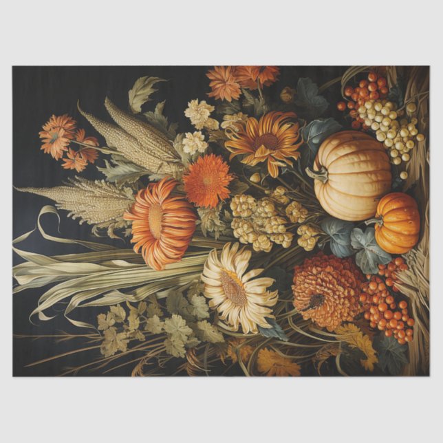 Papier Mousseline Découpage Citrouille automne de la ferme (Recto)