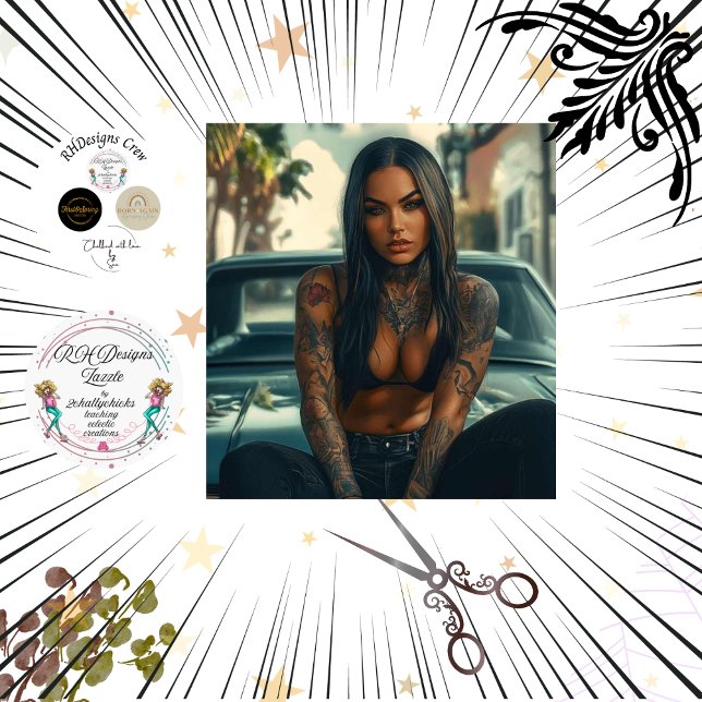 Papier Mousseline Découpage Classic Car & Tattooé Poster Chic (Créateur téléchargé)