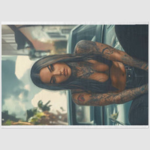 Papier Mousseline Découpage Classic Car & Tattooé Poster Chic