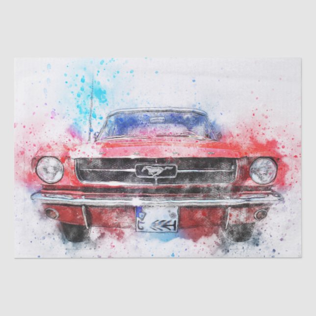 Papier Mousseline Découpage classique de voiture Mustang (Recto)