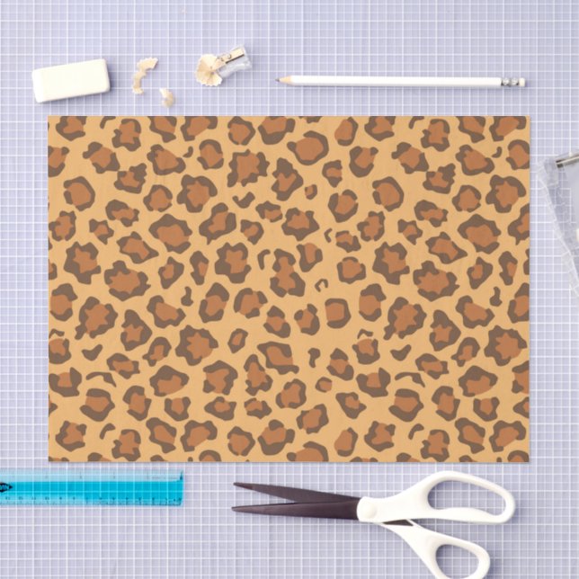 Papier Mousseline Découpage classique imprimé léopard brun doré chau (Artisanat)