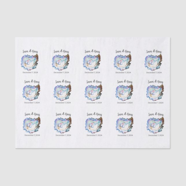 Papier Mousseline Découpage Coeurs coquilles d'huîtres (Recto)