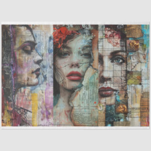 Papier Mousseline Découpage Collage Art Abstrait vintage