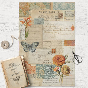 Papier Mousseline Découpage Collage Ephémère vintage