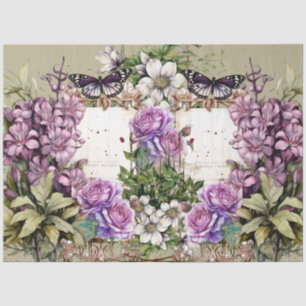 Papier Mousseline Découpage Collage Floral vintage