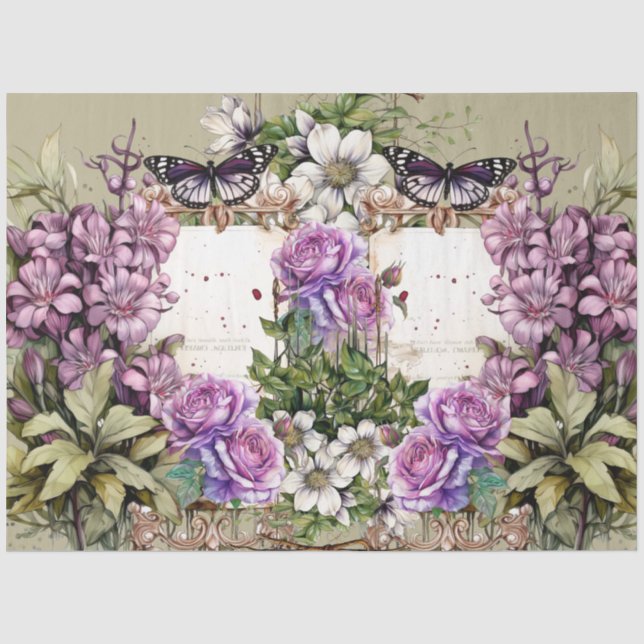 Papier Mousseline Découpage Collage Floral vintage (Recto)