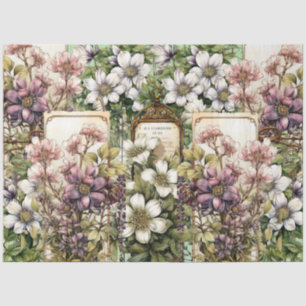 Papier Mousseline Découpage Collage Floral vintage