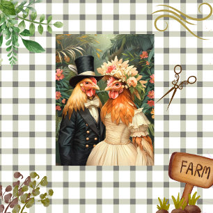 Papier Mousseline Découpage Coq matrimonial Vintage et poulet