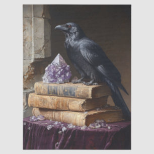 Papier Mousseline Découpage Corbeau et Améthyste gothique