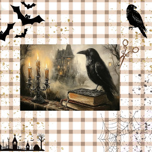 Papier Mousseline Découpage Corbeau gothique Haunted Mansion Foggy