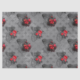 Papier Mousseline Découpage Corset et Rose rouge