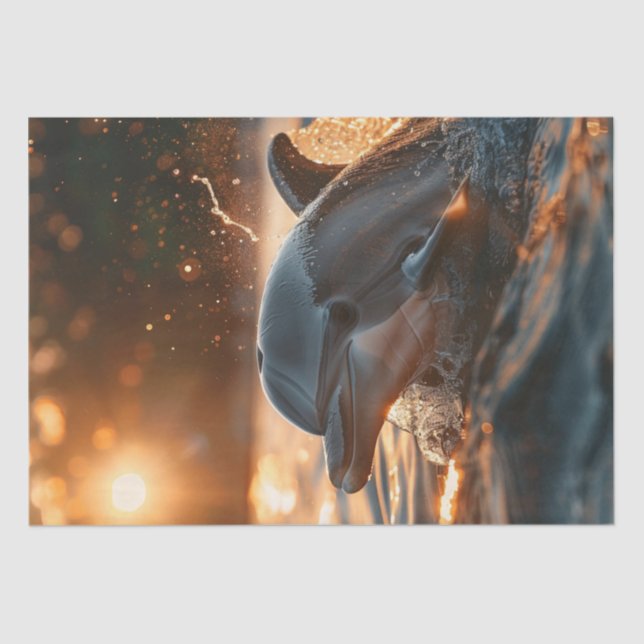 Papier Mousseline Découpage Coucher de soleil Océan Dolphin teintes  (Recto)