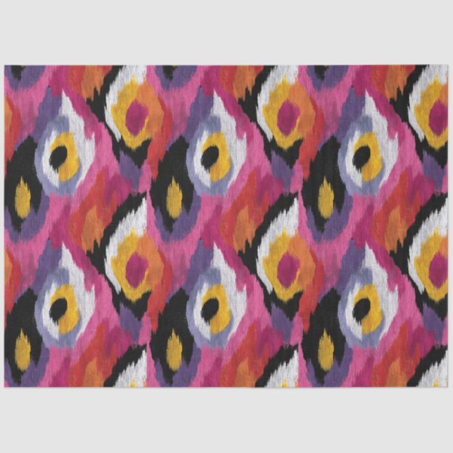 Papier Mousseline Découpage couleur Abstrait Ikat Motif (Recto)