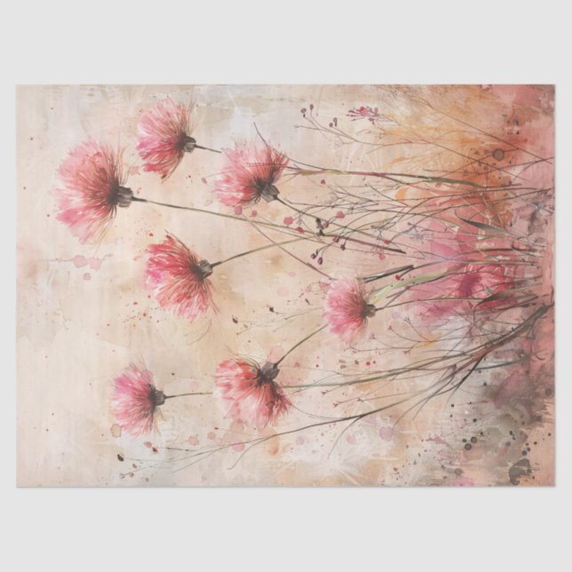 Papier Mousseline Découpage couleur Fleur sauvage rose (Recto)