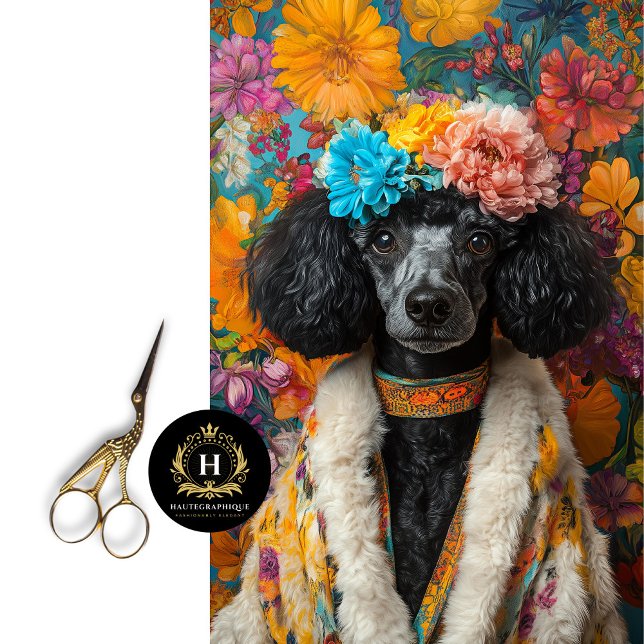 Papier Mousseline Découpage couleur noir français poodle Portrait (Créateur téléchargé)