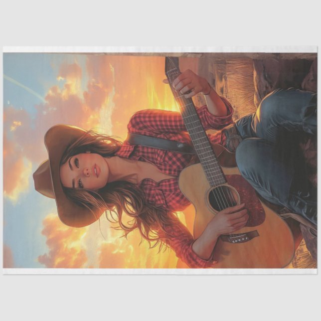 Papier Mousseline Découpage Country Girl Character DEBBIE (Recto)