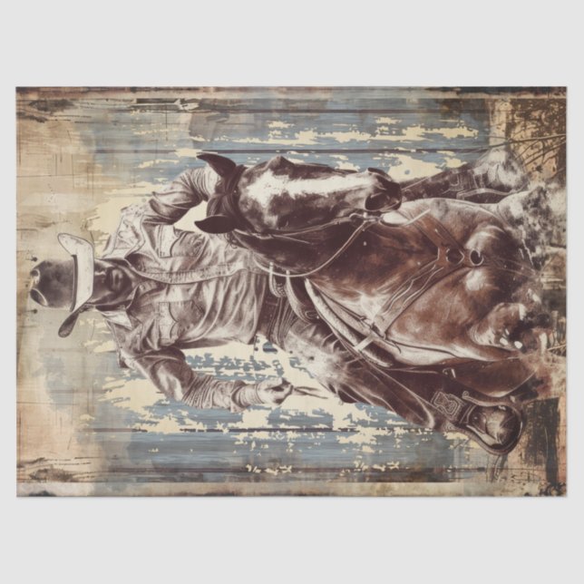 Papier Mousseline Découpage Cowboy (Recto)