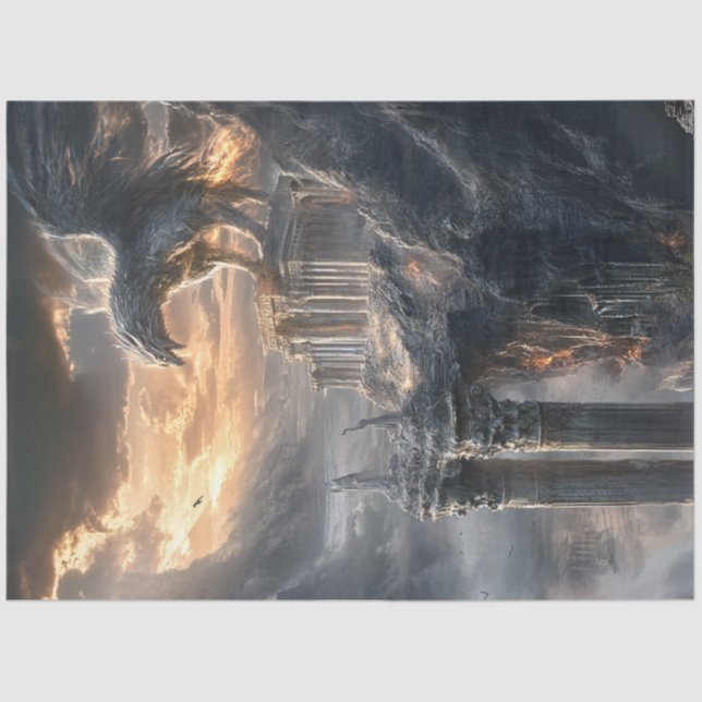 Papier Mousseline Découpage Créature majestueuse en architecture rom (Recto)