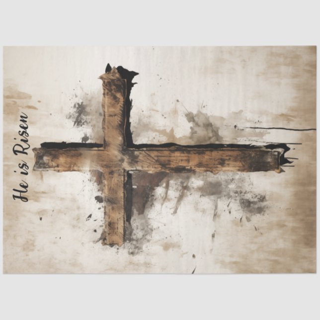 Papier Mousseline Découpage Croix rustique de Pâques Crucifixion (Recto)