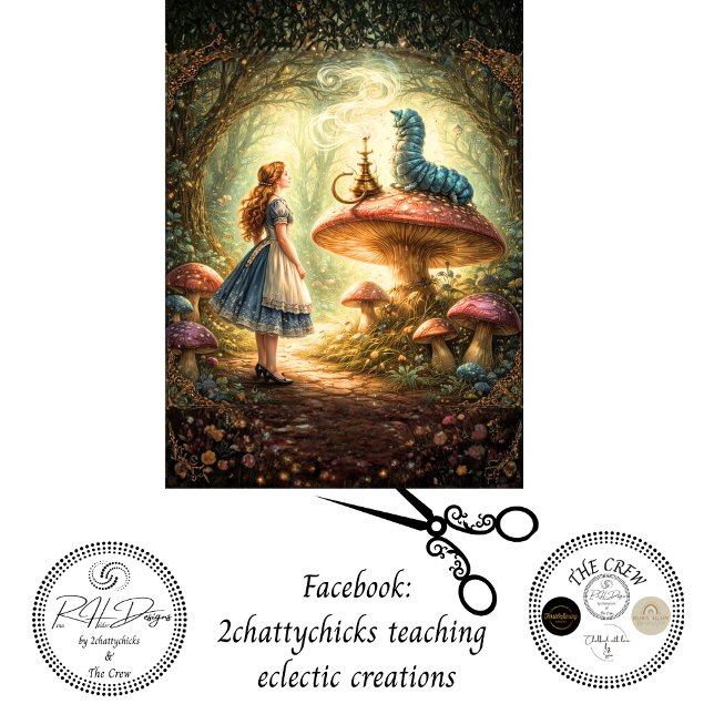 Papier Mousseline Decoupage Curious Girl Mystical Caterpillar  (Créateur téléchargé)