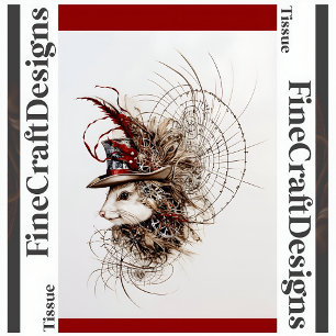 Papier Mousseline Découpage Cute Steampunk White Mouse En Casquette 