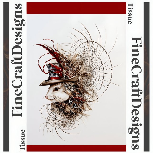 Papier Mousseline Découpage Cute Steampunk White Mouse En Casquette  (Créateur téléchargé)