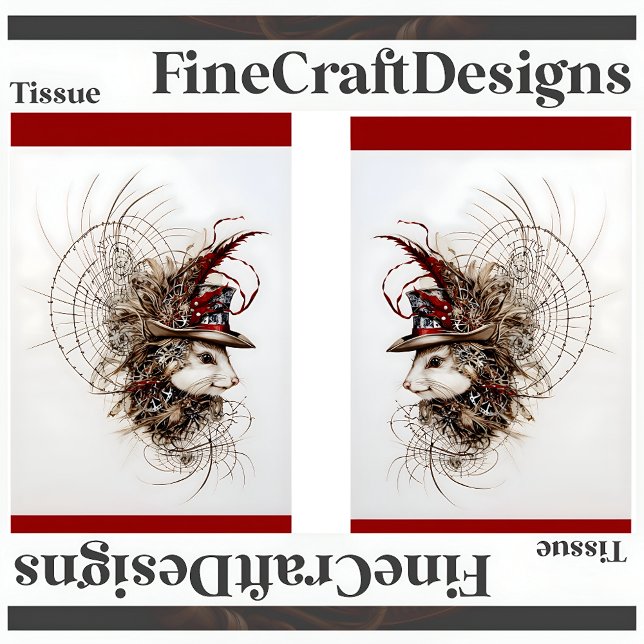 Papier Mousseline Découpage Cute Steampunk White Mouse En Casquette  (Créateur téléchargé)