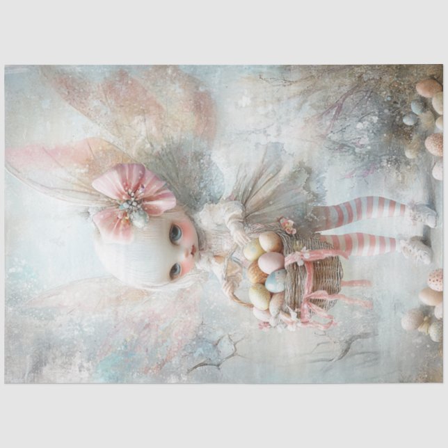 Papier Mousseline Découpage d'ailes de fée et d'oeufs de Pâques fant (Recto)