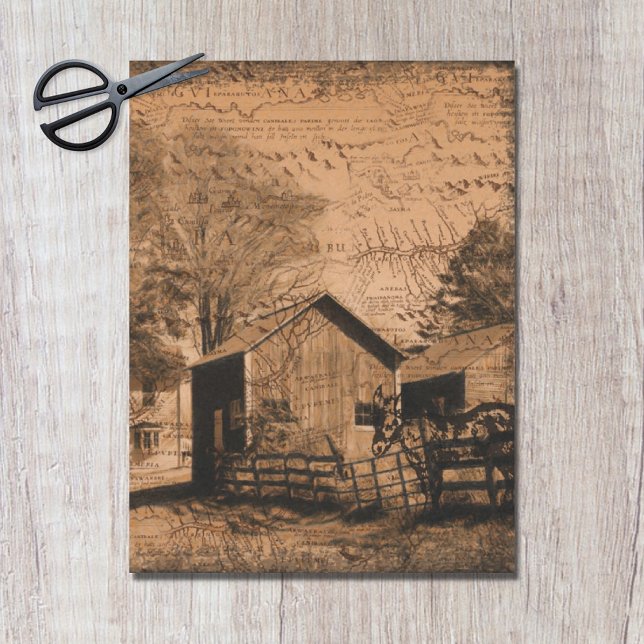 Papier Mousseline Découpage d'âne de grange rustique de ferme (Créateur téléchargé)