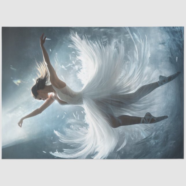 Papier Mousseline Découpage Danseur de ballet Whimsical en blanc (Recto)