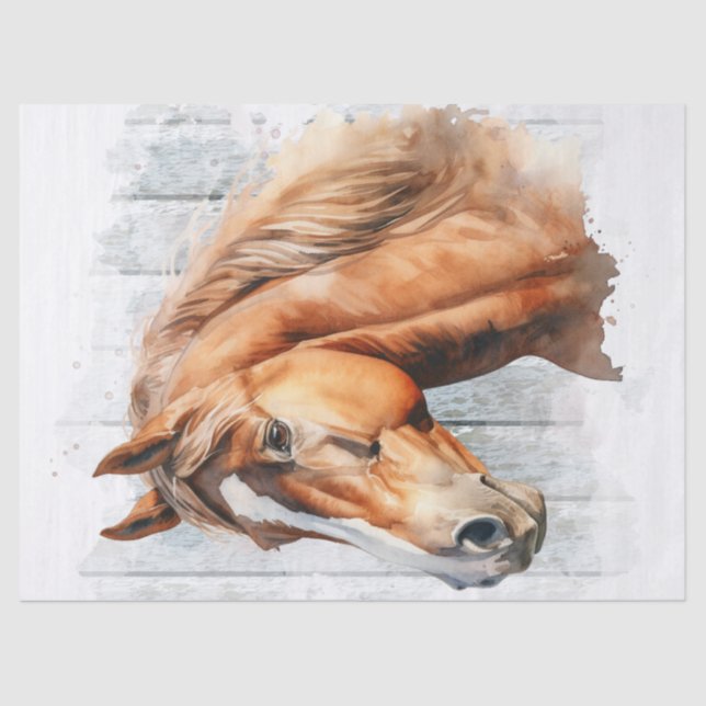 Papier Mousseline Découpage d'aquarelle Chestnut Horse (Recto)