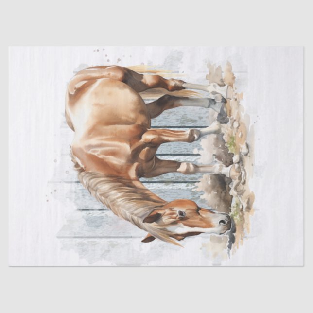 Papier Mousseline Découpage d'aquarelle Chestnut Horse (Recto)