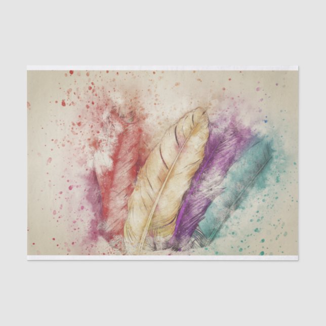 Papier Mousseline Découpage d'aquarelle de plume  (Recto)
