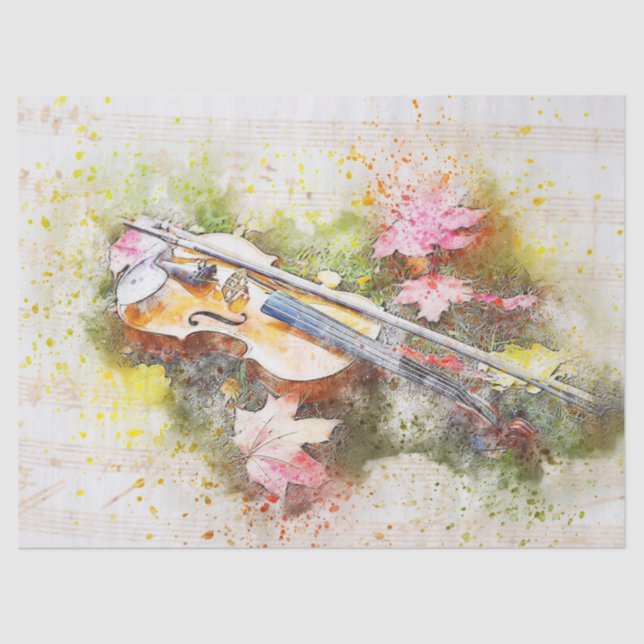 Papier Mousseline Découpage d'aquarelle de violon (Recto)