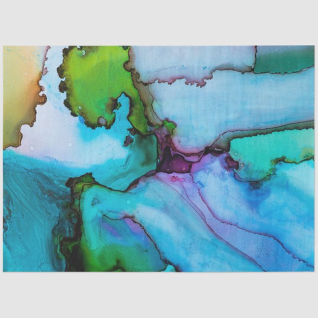 Papier Mousseline Découpage d'aquarelle turquoise brillante (Recto)