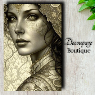 Papier Mousseline Découpage d'art Déesse dorée