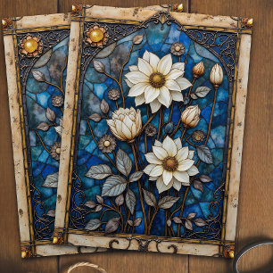 Papier Mousseline Découpage d'art en verre teinté floral vintage