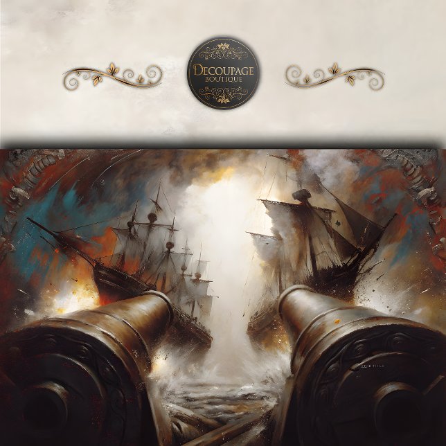 Papier Mousseline Découpage de bataille de la marine (Naval Warship Battle Decoupage Tissue Paper)