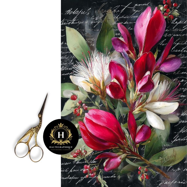Papier Mousseline Découpage de bouquet botanique rouge et blanc (Wrap Candle Gift Boxes with Luxe Botanicals)