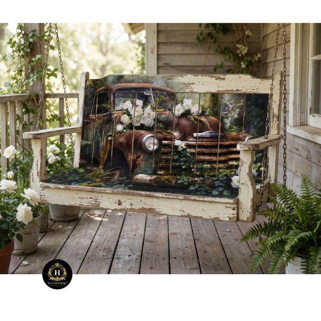 Papier Mousseline Découpage de camion à la rose blanche rustique (Créateur téléchargé)