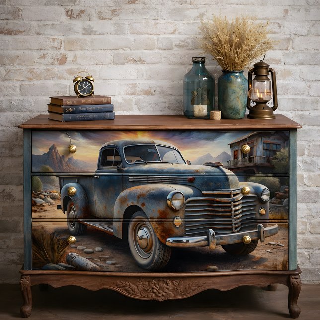 Papier Mousseline Découpage de camion vintage (Desert Patina Decoupage Tissue Paper)