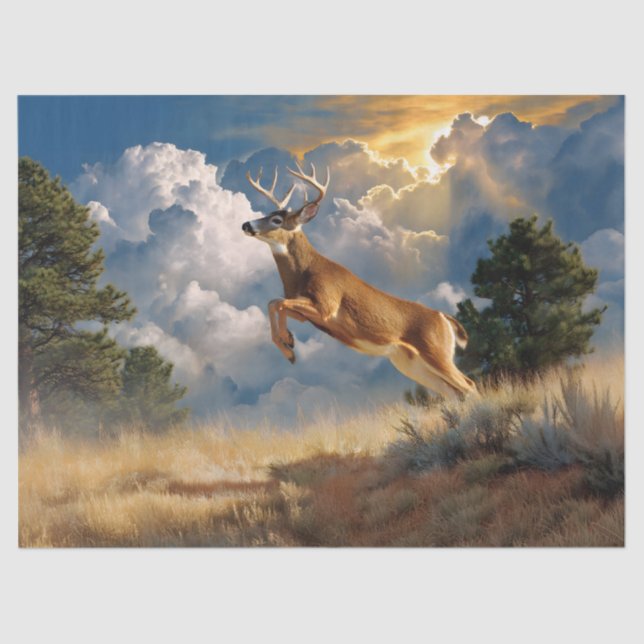 Papier Mousseline Découpage de cerf-en-queue blanc (Recto)