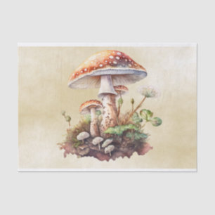 Papier Mousseline Découpage de champignon rose vintage