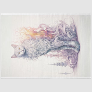 Papier Mousseline Découpage de chat blanc blanc mystique de l'Imagin